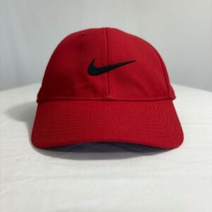 Nike Legacy91‎ Dri-FIT Red Cap Hat Adjustable Swoosh Black Logo Baseball